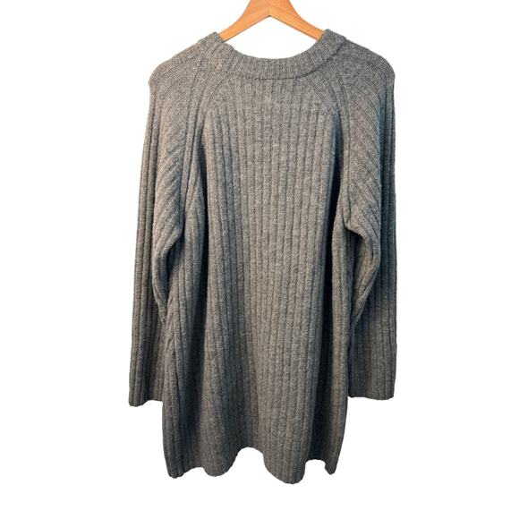 Bershka Large Gray Sweater Dress Longline Ribbed Knit - Picture 2 of 4